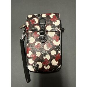 Disney MinnieMouse i-Tech Tech Pouch Crossbody Wristlet Bag Black Red White Bows